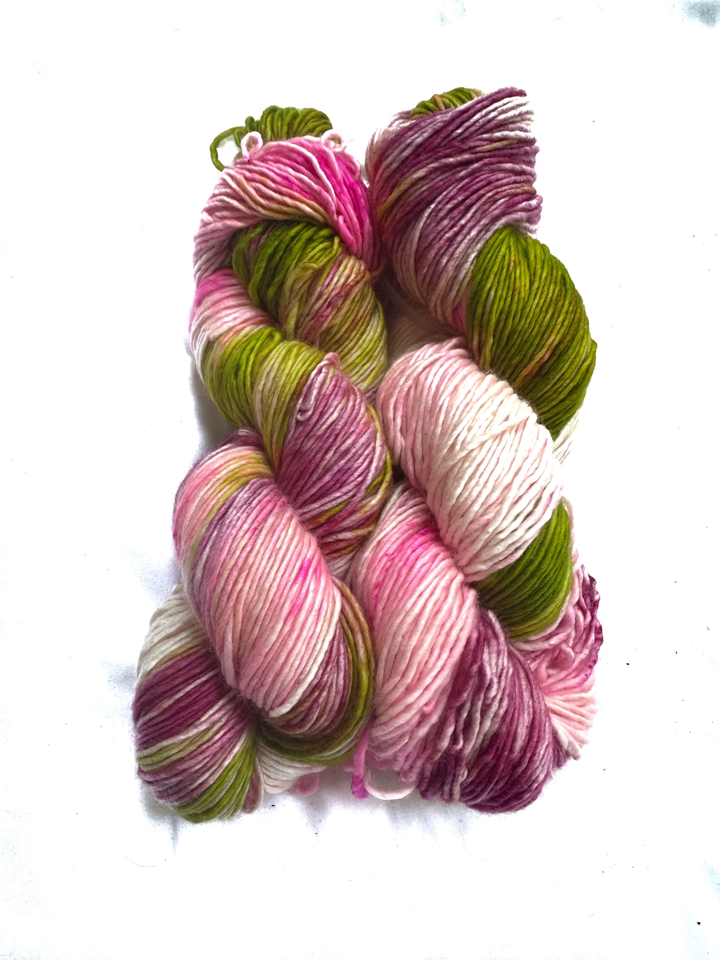 Worsted variegated speckled pink green white