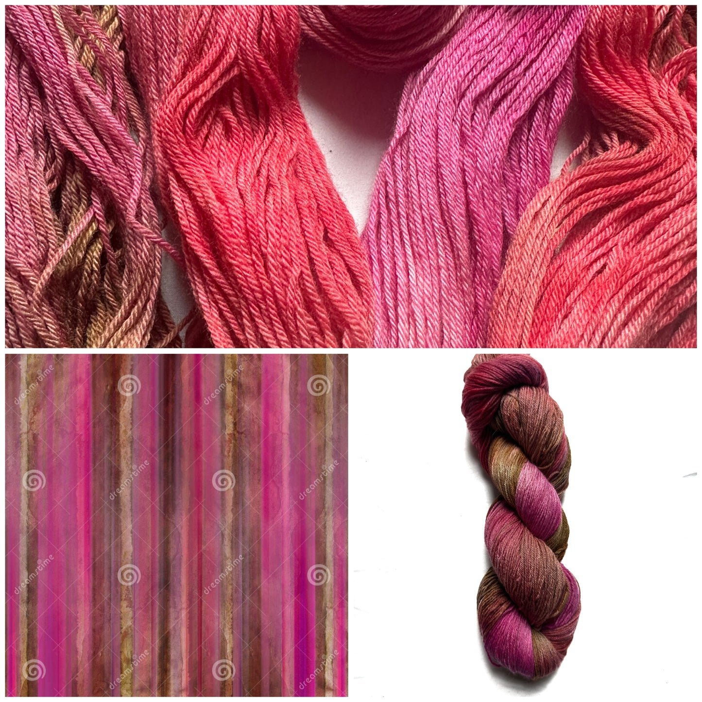 Merino Cashmere Nylon Fingering variegated pink and brown