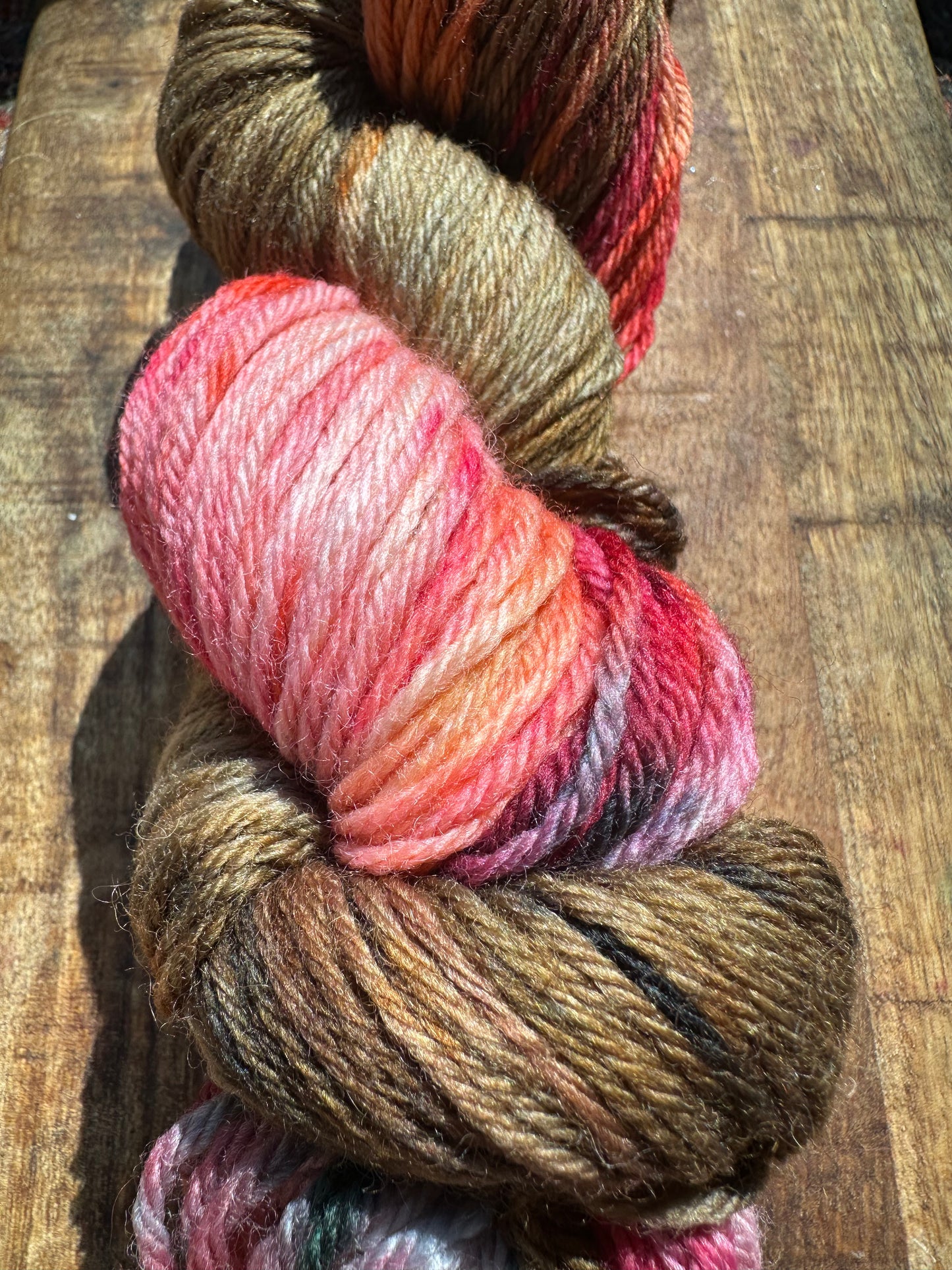 Worsted variegated brown orange red yellow