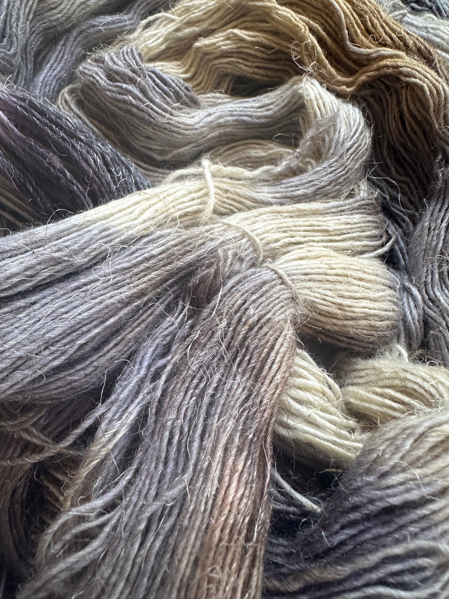 Fingering variegated neutral tan gray cream