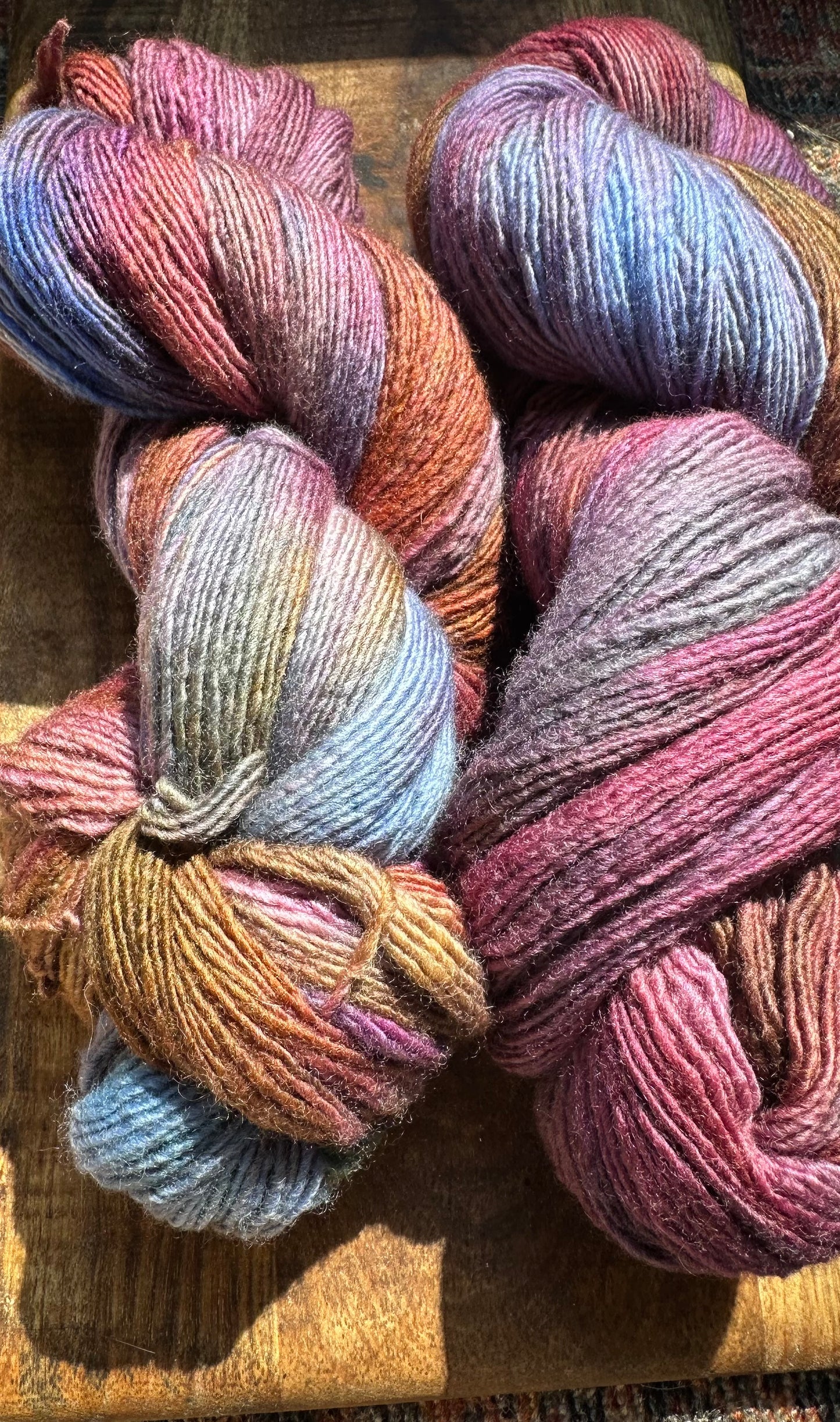 Variegated purple blue chartreuse pink wool fingering wool