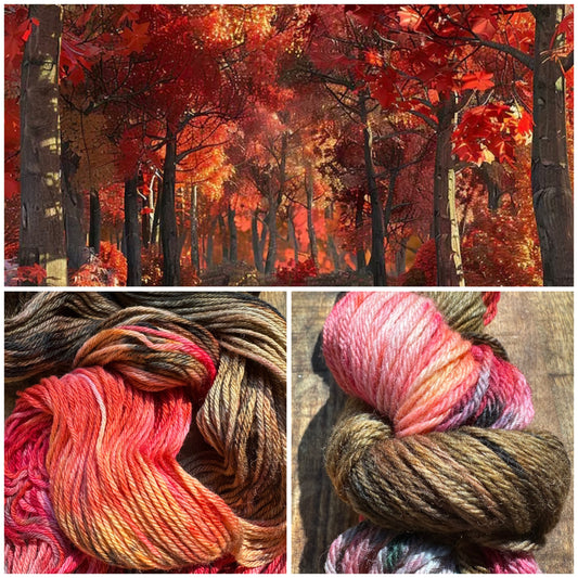Worsted variegated brown orange red yellow