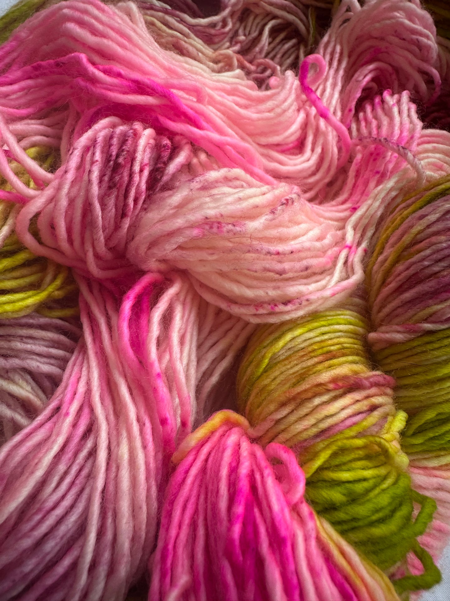 Worsted variegated speckled pink green white