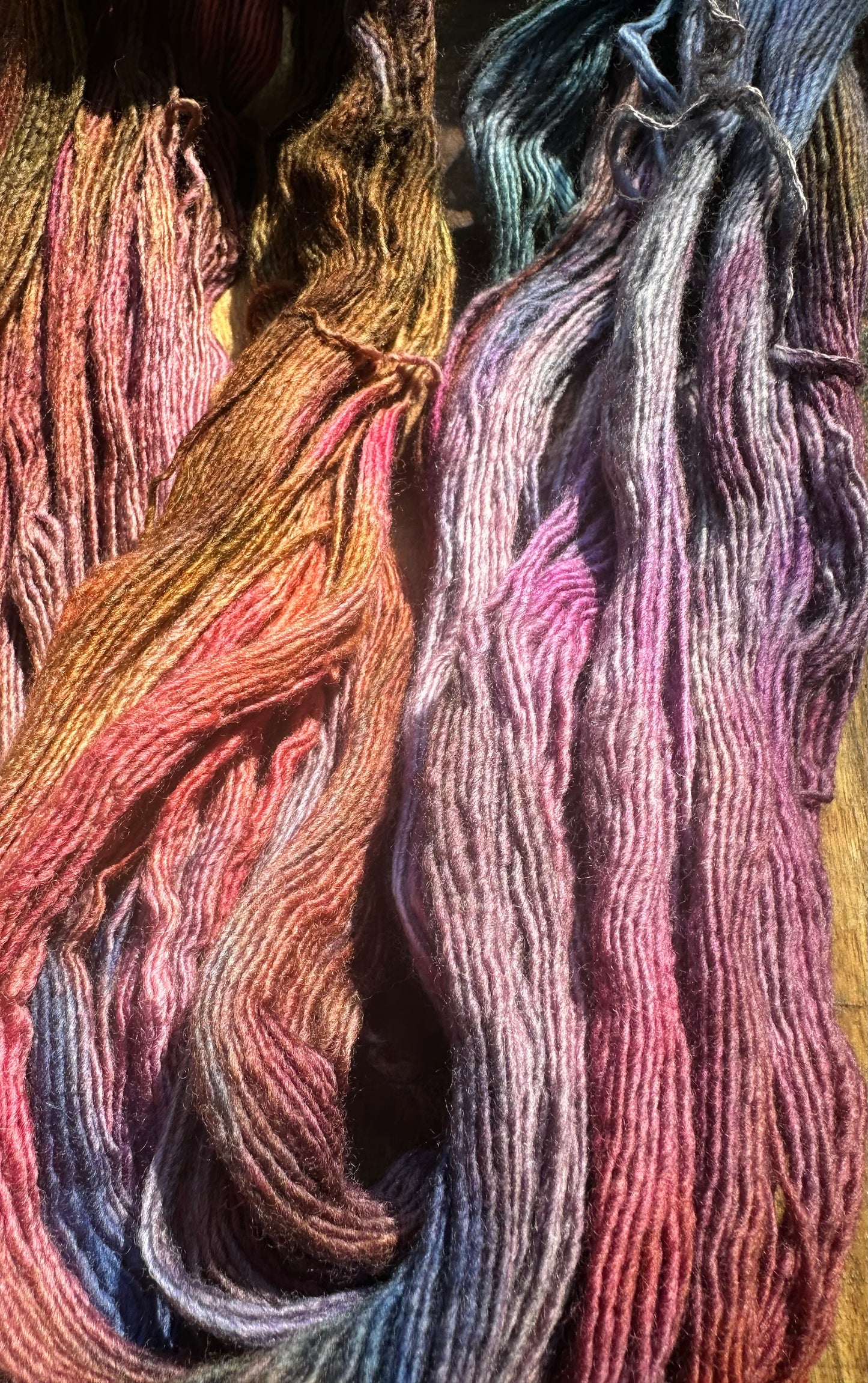Variegated purple blue chartreuse pink wool fingering wool