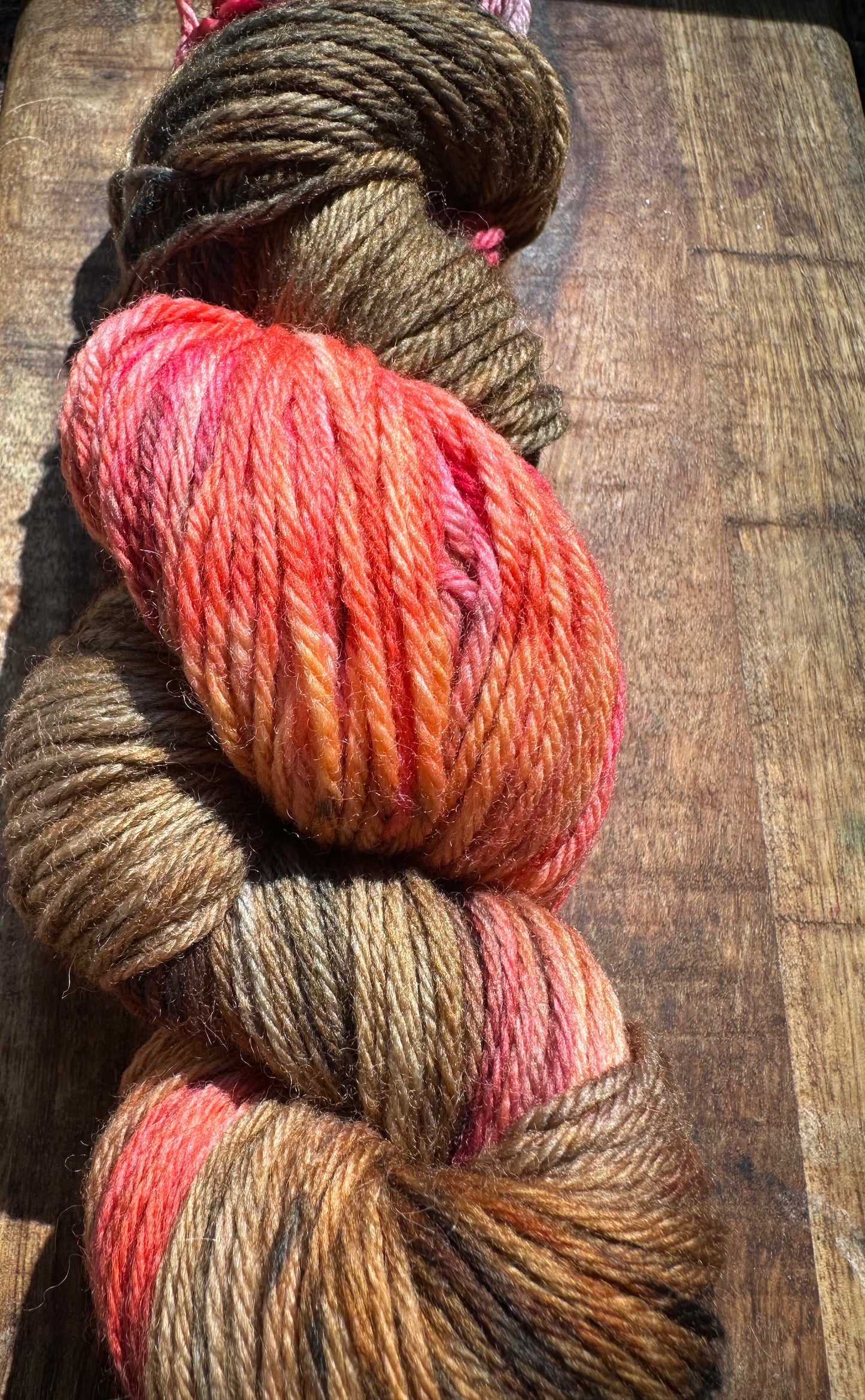Worsted variegated brown orange red yellow