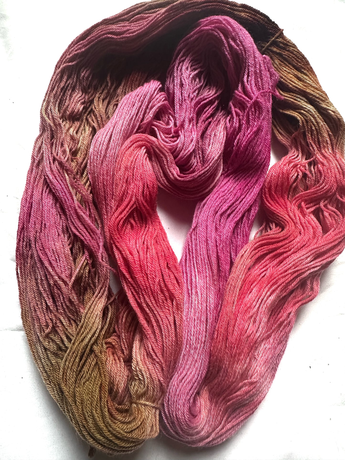 Merino Cashmere Nylon Fingering variegated pink and brown
