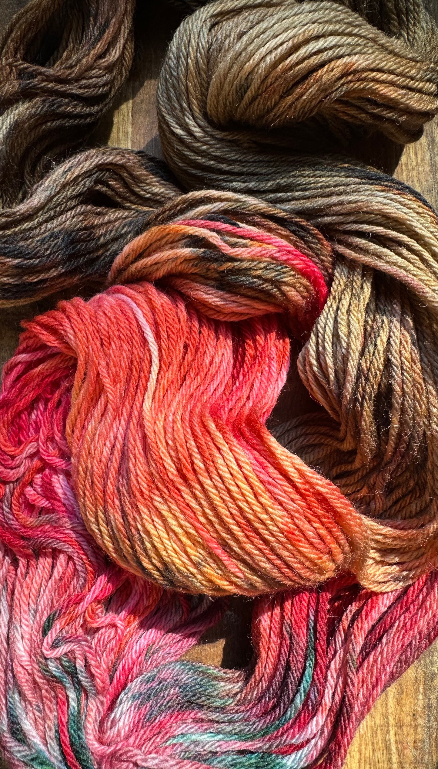 Worsted variegated brown orange red yellow