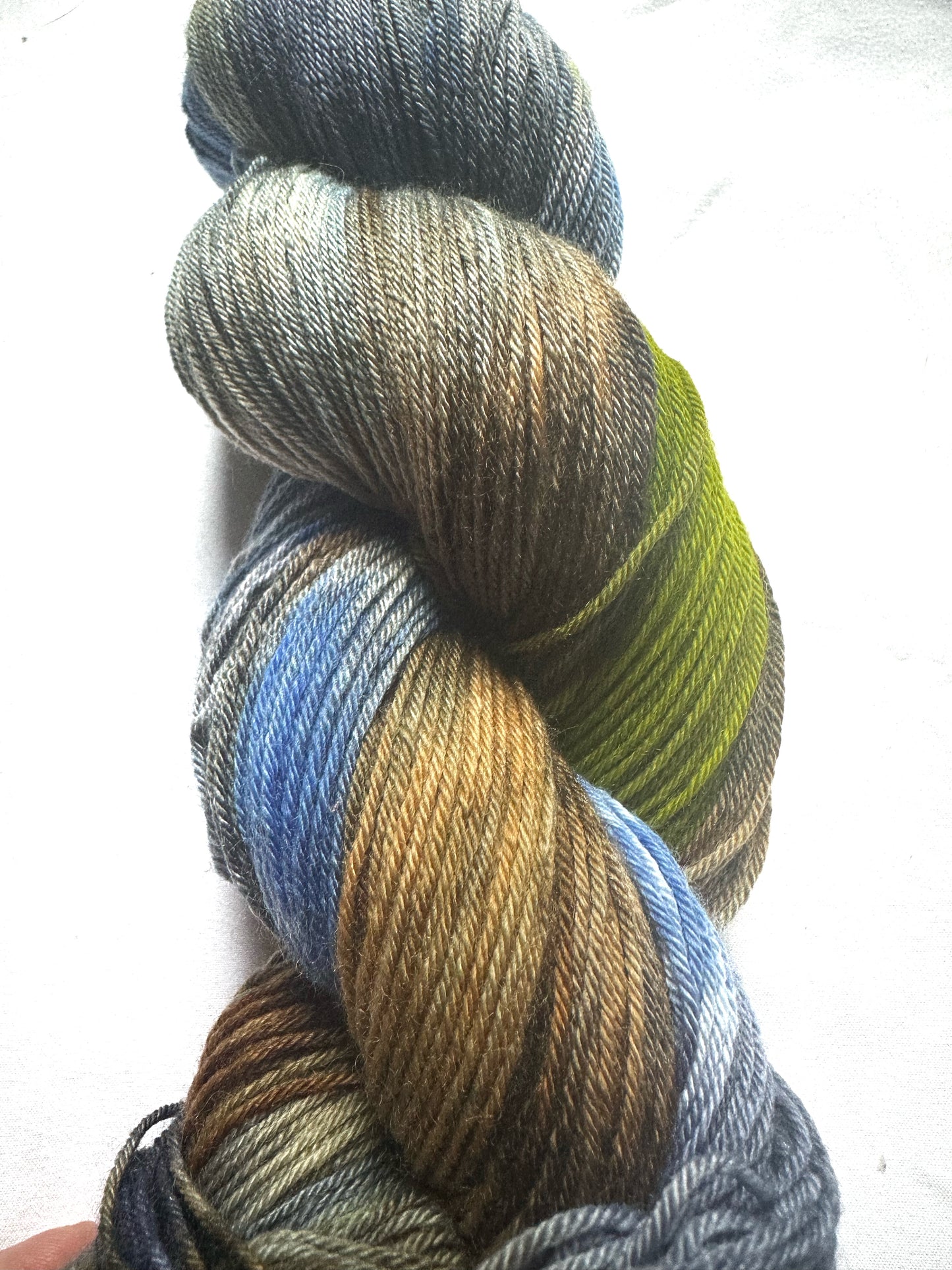 Fingering MCN blue brown gray green variegated