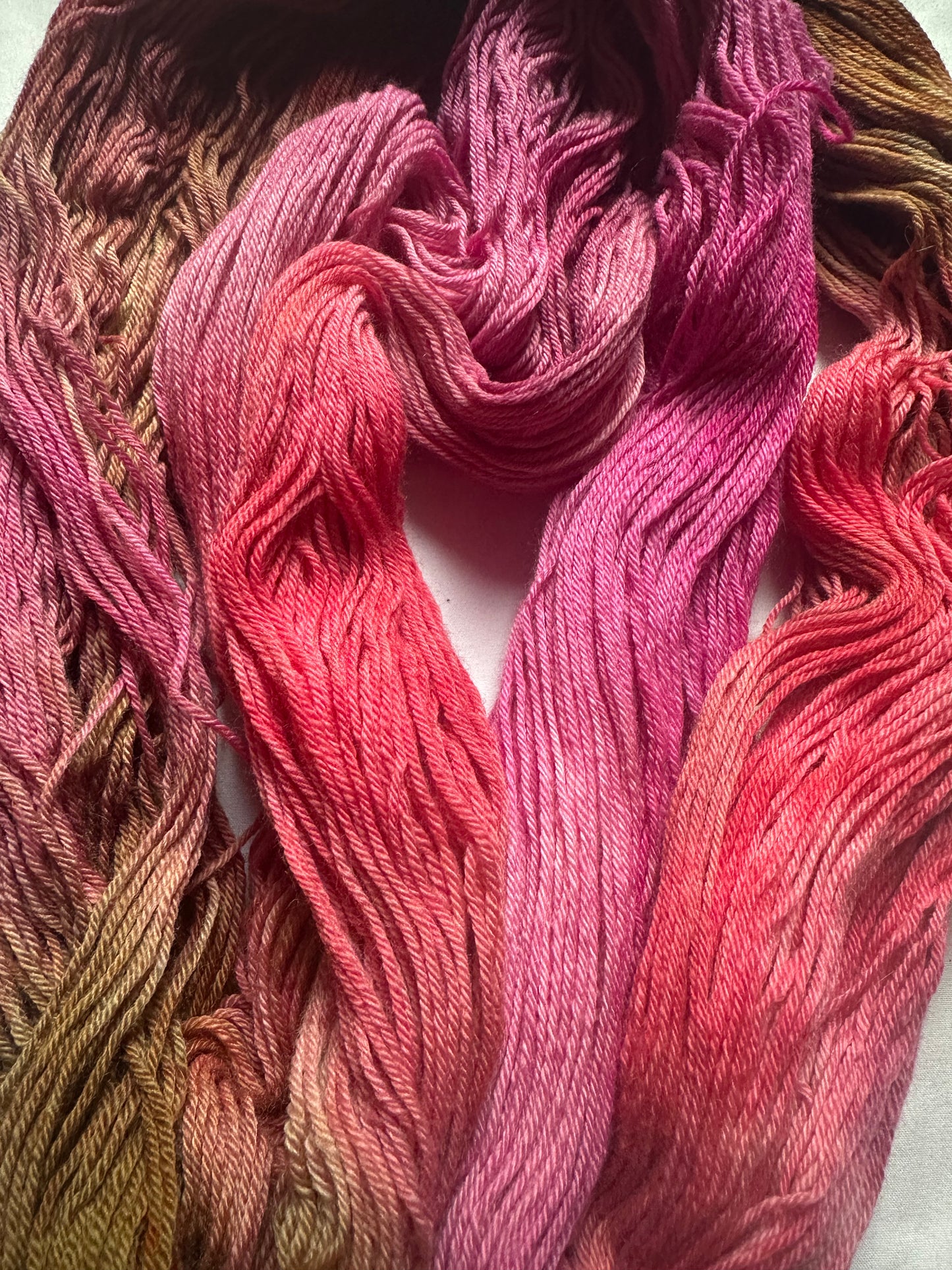 Merino Cashmere Nylon Fingering variegated pink and brown